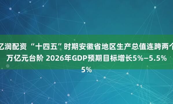 亿润配资 “十四五”时期安徽省地区生产总值连跨两个万亿元台阶 2026年GDP预期目标增长5%—5.5%